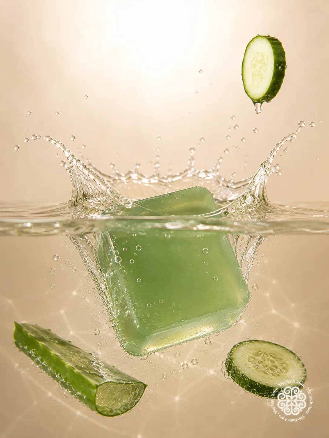 Pale green bar on wet glass