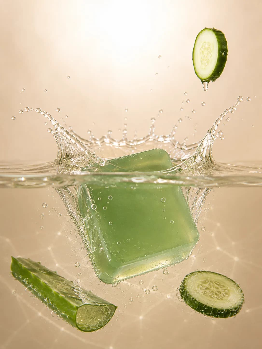 Pale green bar on wet glass