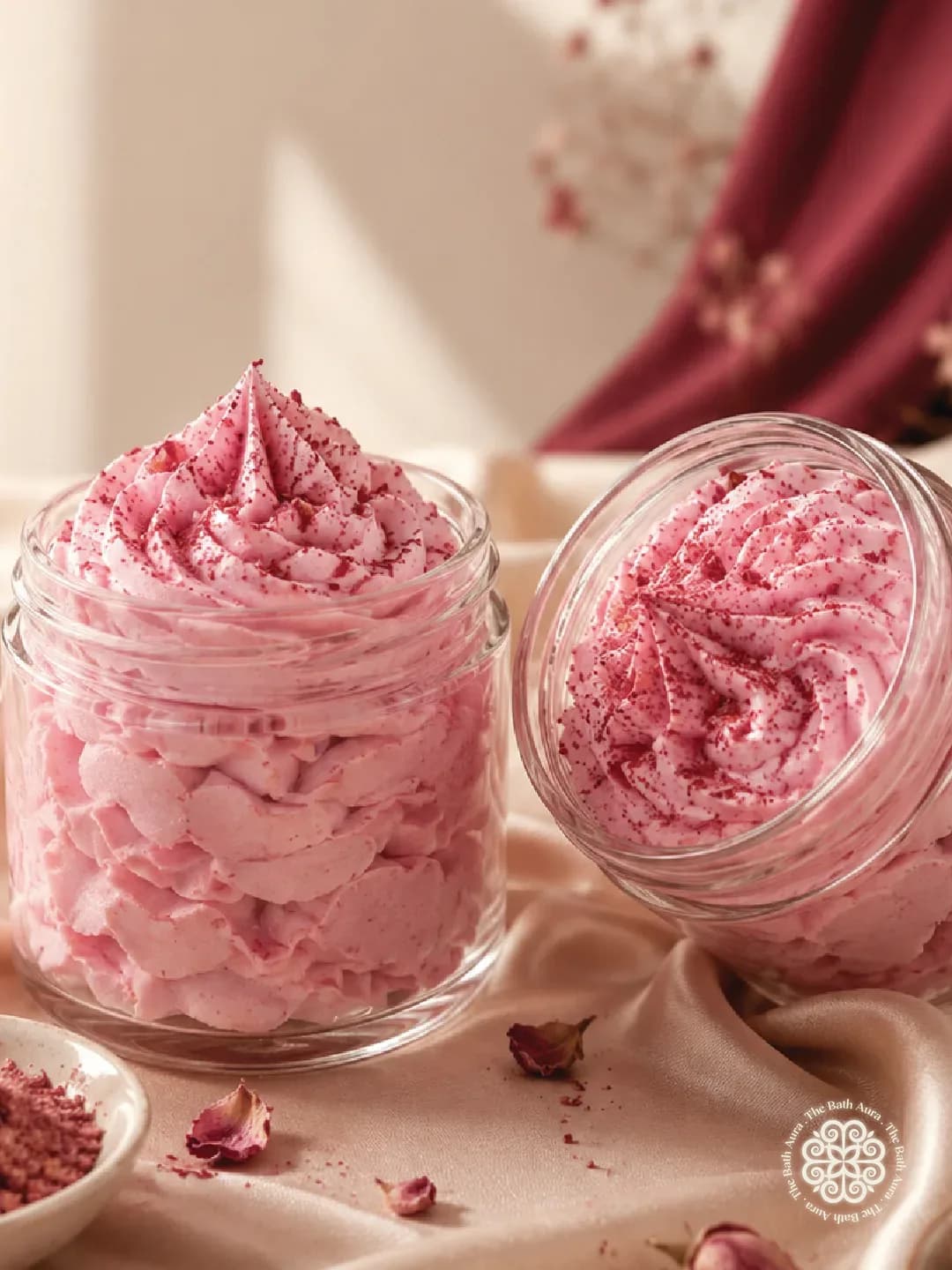 Jar, petals beside